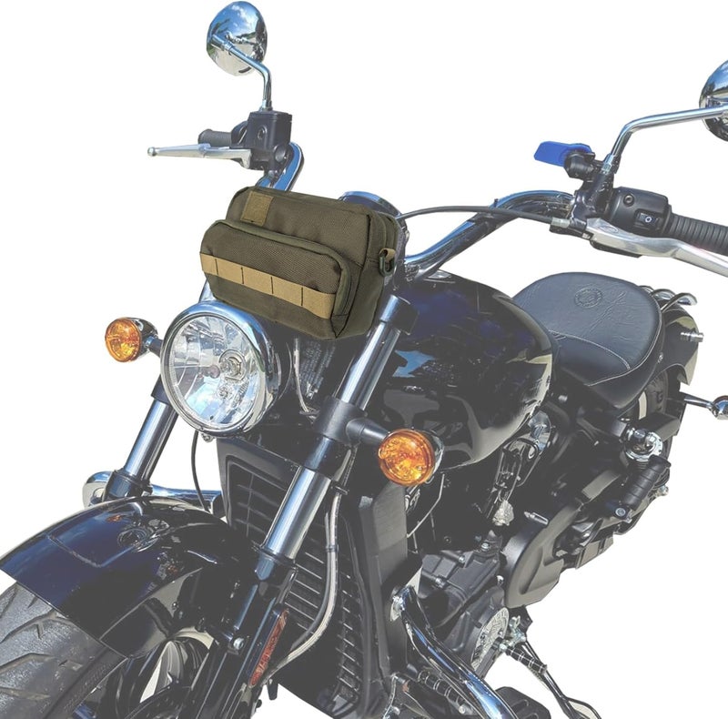 Vanlison Motorcycle Handlebar Pouch - Front Handle Bar Storage Bag for Forks and Saddle - Moto Accessory Compatible with Cruiser Softail Dyna Sportsters Dirt Bike - Black - Image 4